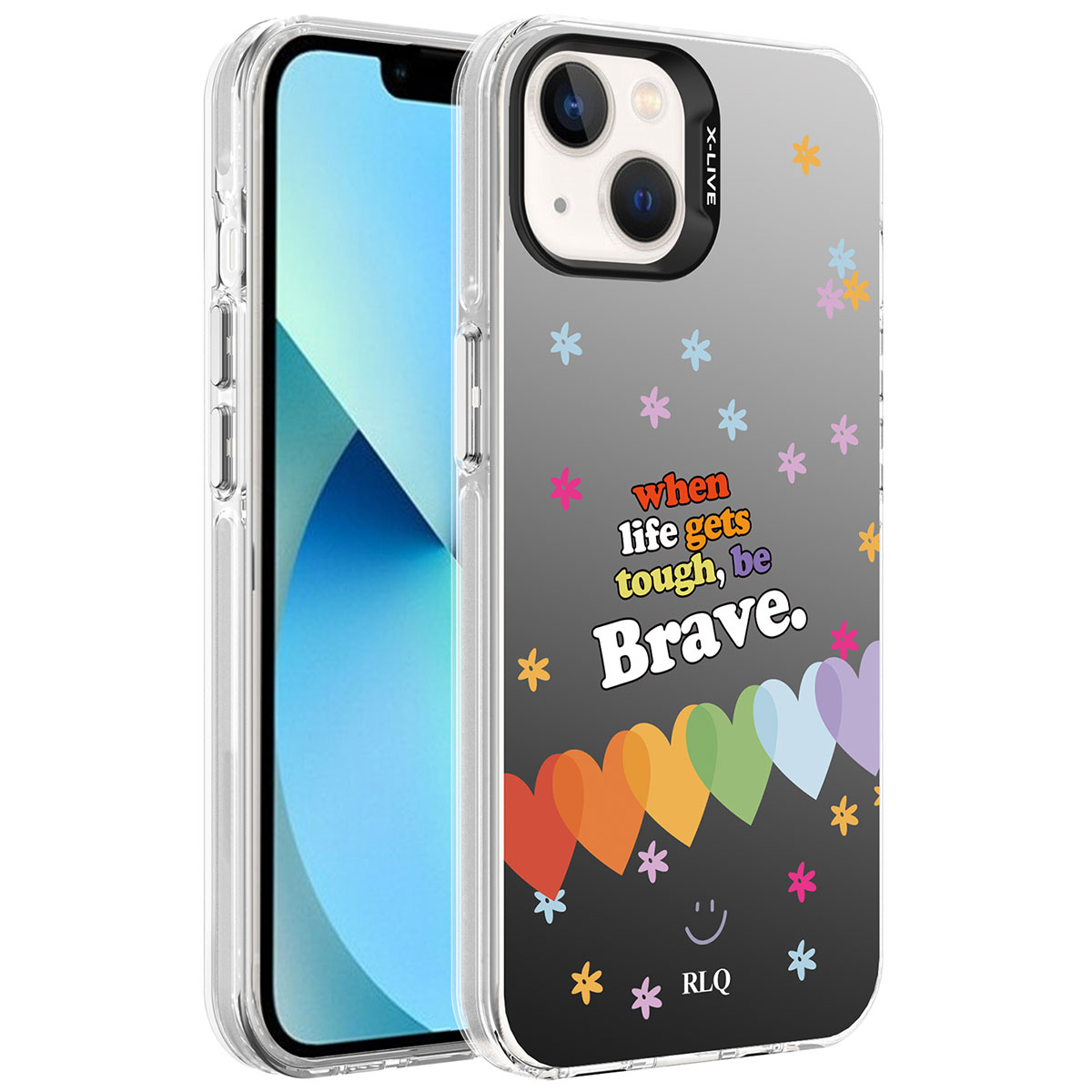 iPhone Uyumlu 13 Kılıf Desenli Zore Silver Sert Kapak-Kalp