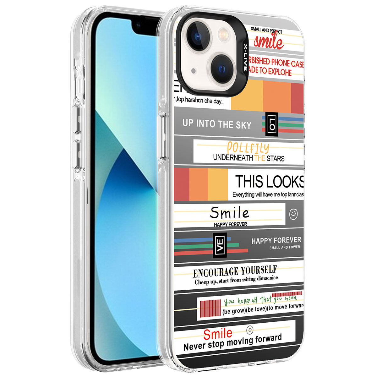 iPhone Uyumlu 13 Kılıf Desenli Zore Silver Sert Kapak-Mottolar