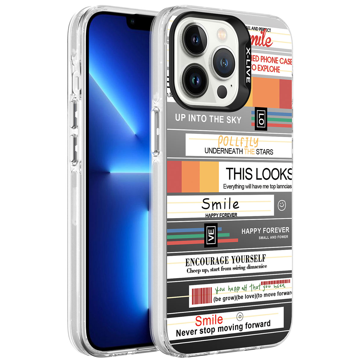 iPhone Uyumlu 13 Pro Max Kılıf Desenli Zore Silver Sert Kapak-Mottolar