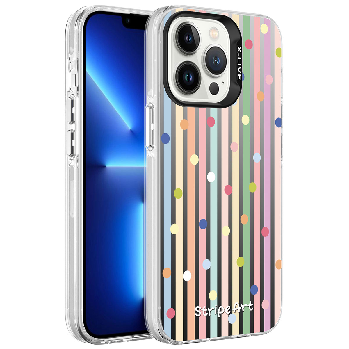iPhone Uyumlu 13 Pro Max Kılıf Desenli Zore Silver Sert Kapak-Noktalar
