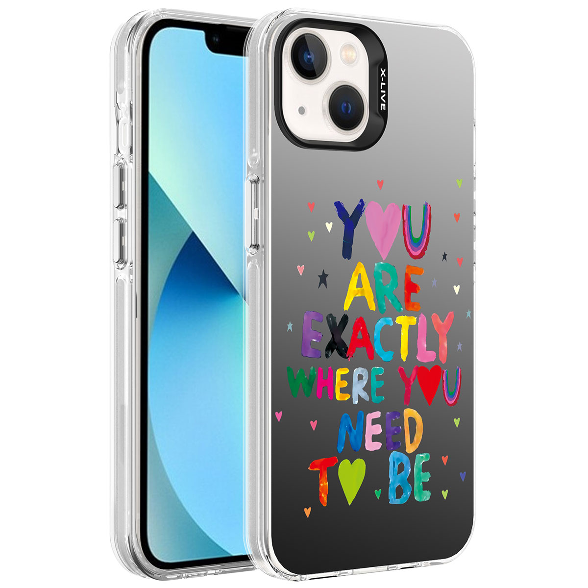 iPhone Uyumlu 14 Kılıf Desenli Zore Silver Sert Kapak-You