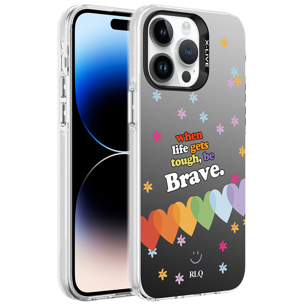 iPhone Uyumlu 14 Pro Kılıf Desenli Zore Silver Sert Kapak-Kalp