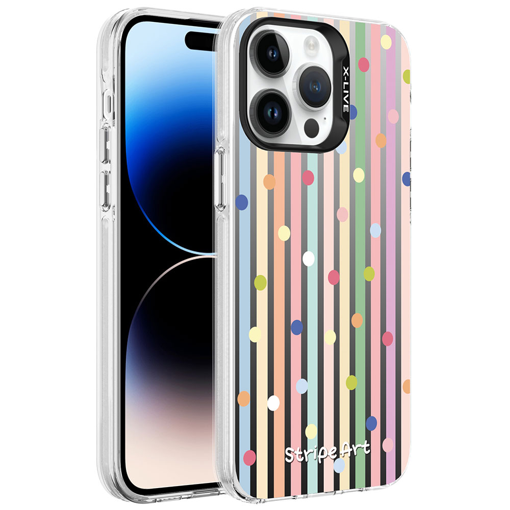 iPhone Uyumlu 14 Pro Max Kılıf Desenli Zore Silver Sert Kapak-Noktalar