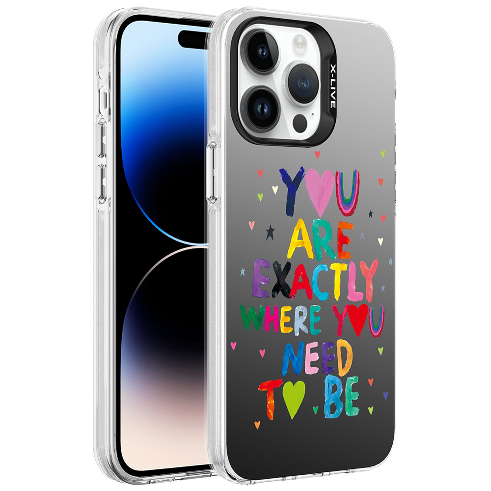 iPhone Uyumlu 14 Pro Max Kılıf Desenli Zore Silver Sert Kapak-You