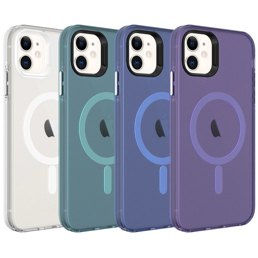 iPhone Uyumlu 12 Kılıf Zore M-safe Şarj Özellikli Buzlu Transparan C-Pro Sert Kapak