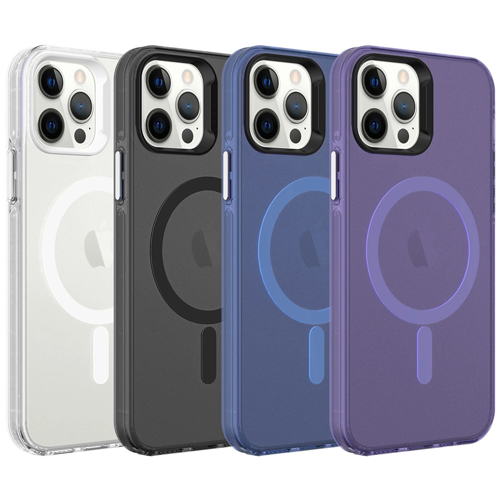 iPhone Uyumlu 12 Pro Max Kılıf Zore M-safe Şarj Özellikli Buzlu Transparan C-Pro Sert Kapak