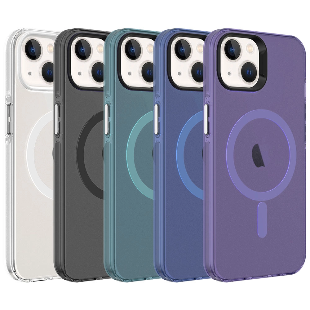 iPhone Uyumlu 13 Kılıf Zore M-safe Şarj Özellikli Buzlu Transparan C-Pro Sert Kapak