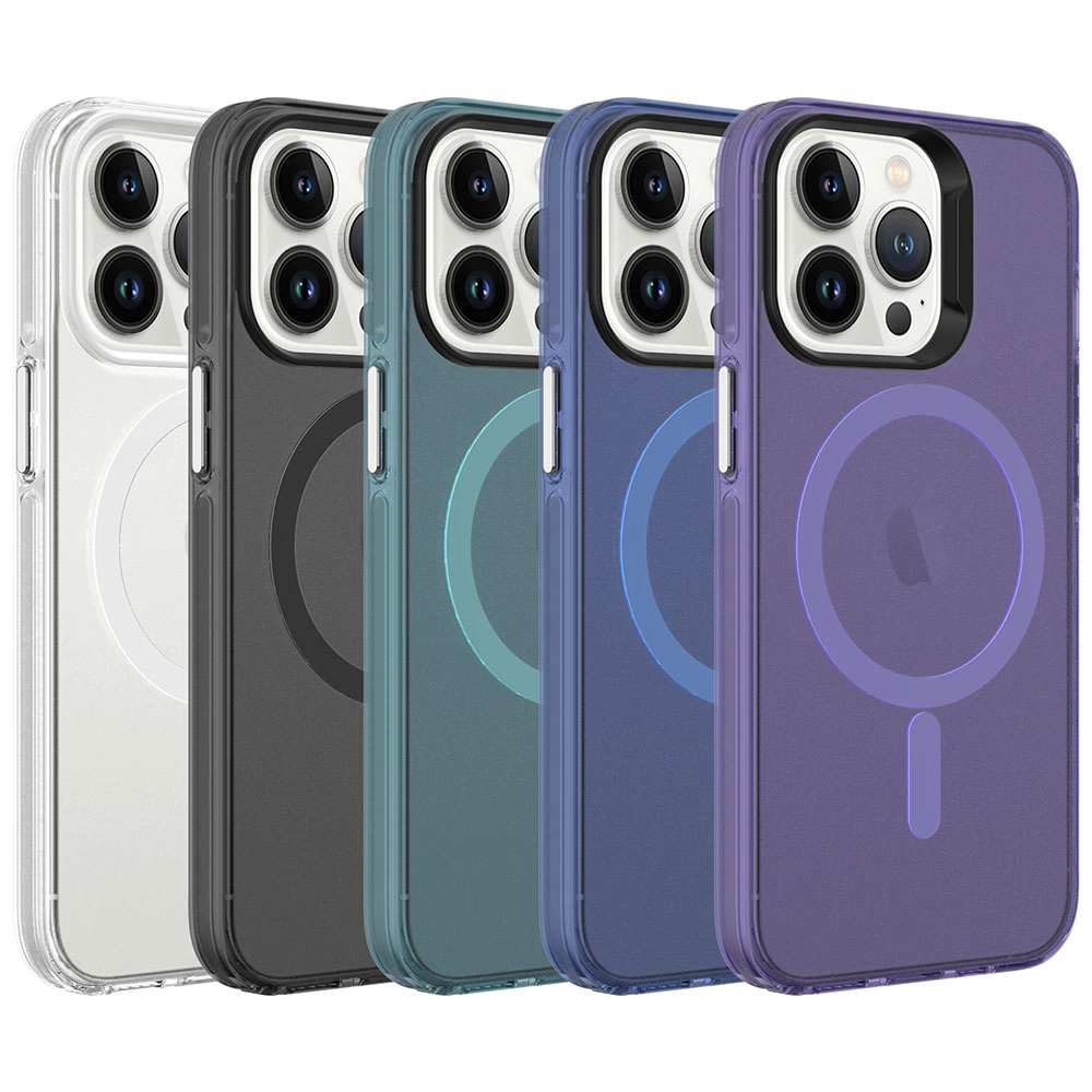 iPhone Uyumlu 13 Pro Max Kılıf Zore M-safe Şarj Özellikli Buzlu Transparan C-Pro Sert Kapak
