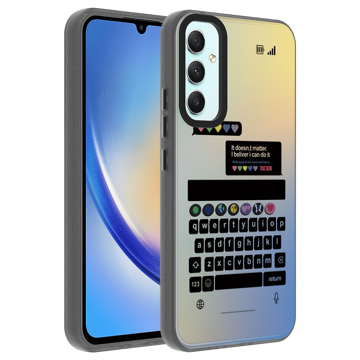 Galaxy Uyumlu A34 Kılıf Desenli Zore Dragon Sert Kapak-Klavye