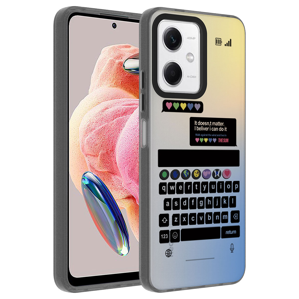 Xiaomi Uyumlu  Redmi Note 12 4G Kılıf Desenli Zore Dragon Sert Kapak-Klavye