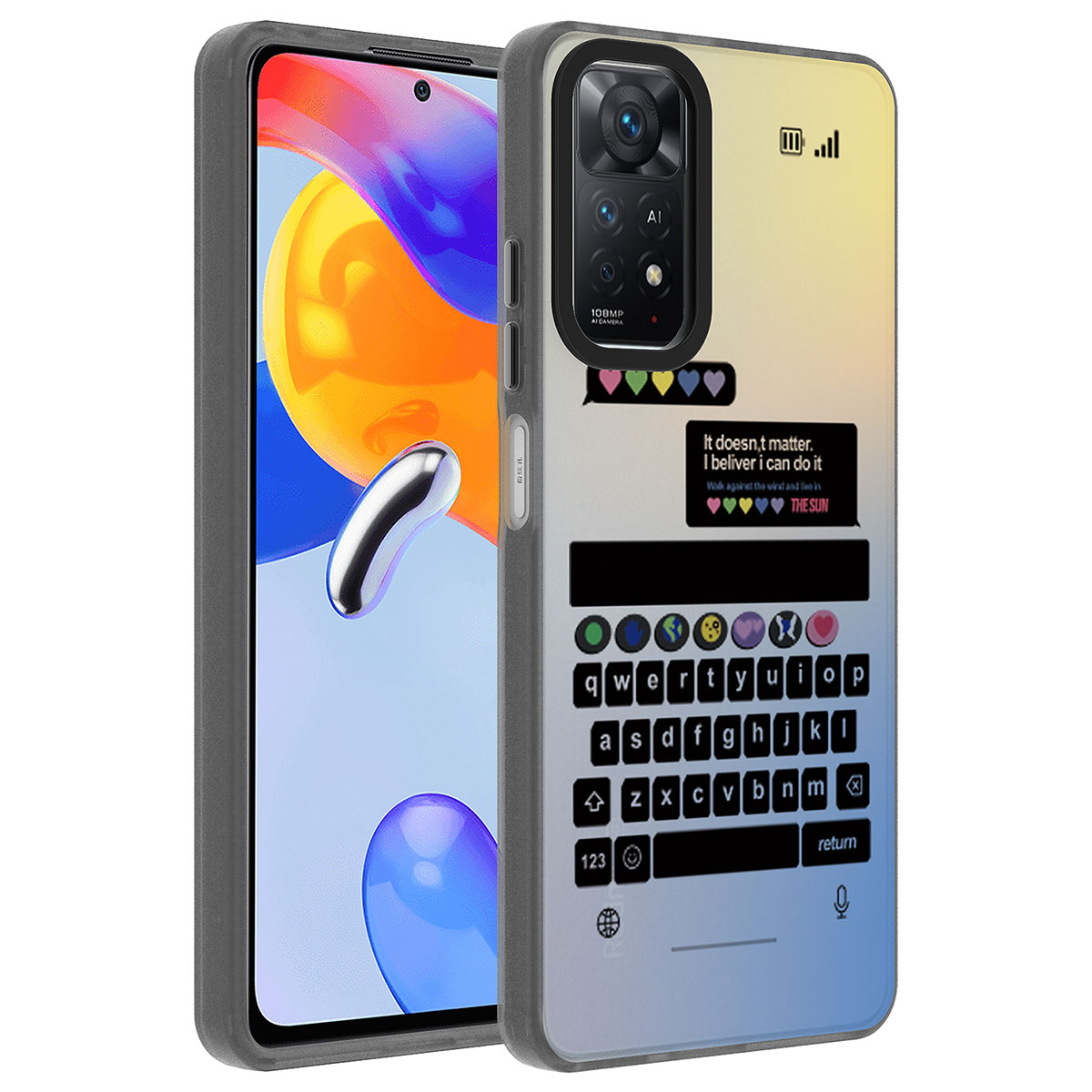 Xiaomi Uyumlu  Redmi Note 12 Pro 4G Kılıf Desenli Zore Dragon Sert Kapak-Klavye