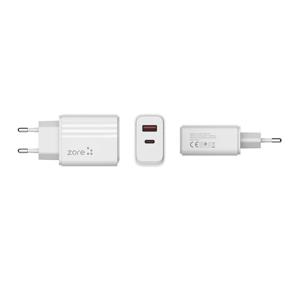 Zore Play Serisi PL07 Type-C to Type-C 2in1 PD Seyahat Şarj Aleti 20W