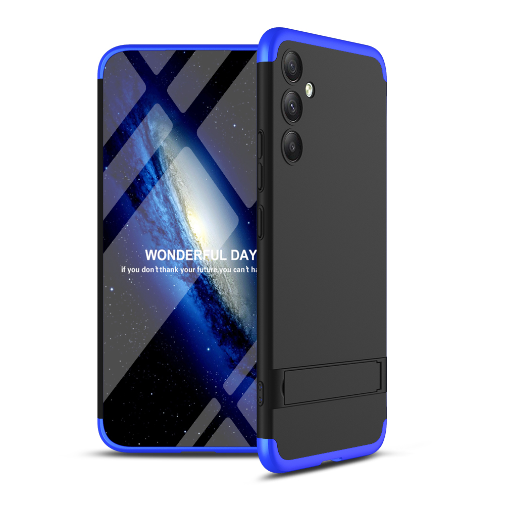 Galaxy Uyumlu A34 Kılıf Zore Kamera Korumalı Dikey Standlı Ays Kapak-Siyah-mavi