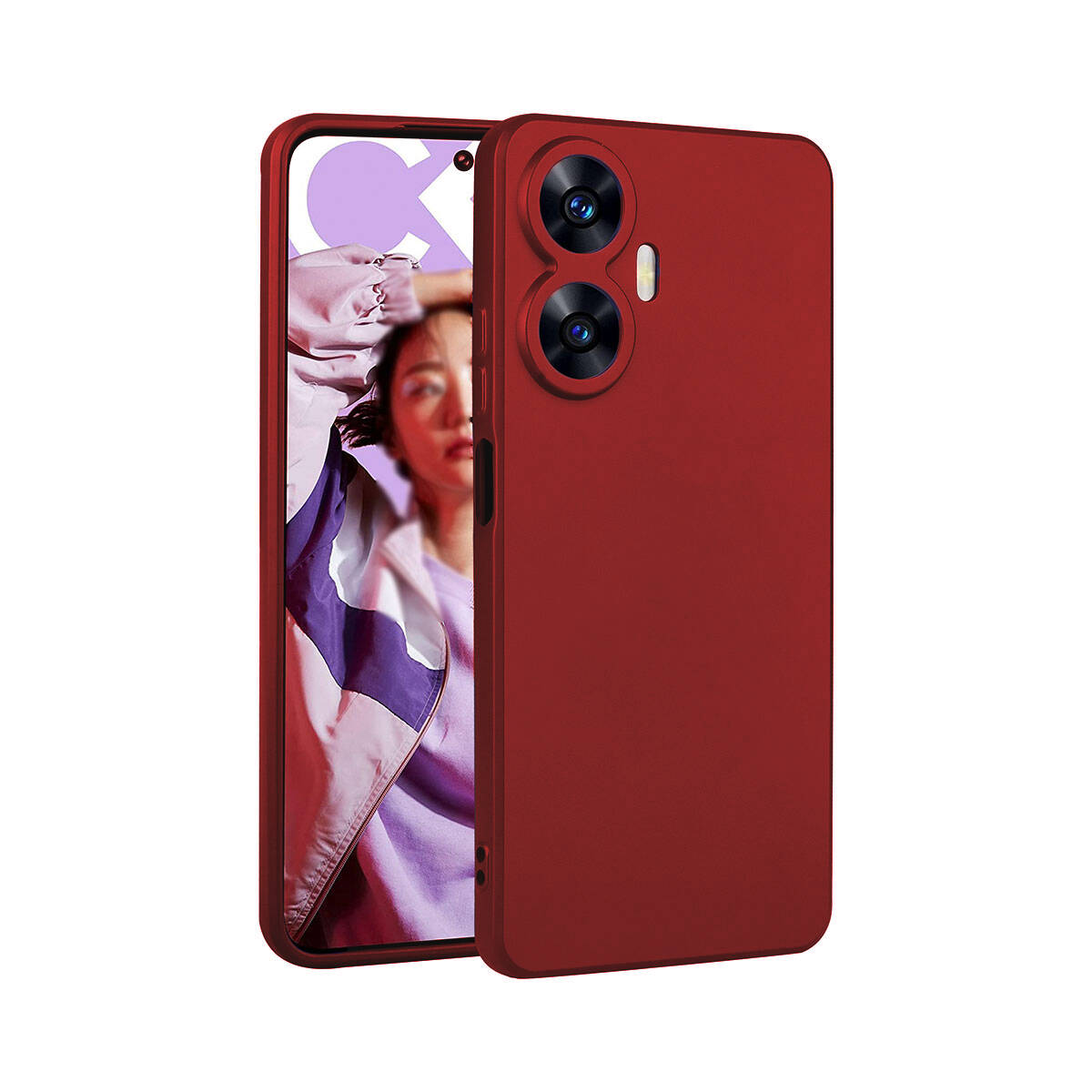 Realme C55 Kılıf Zore Premier Silikon Kapak-Kırmızı