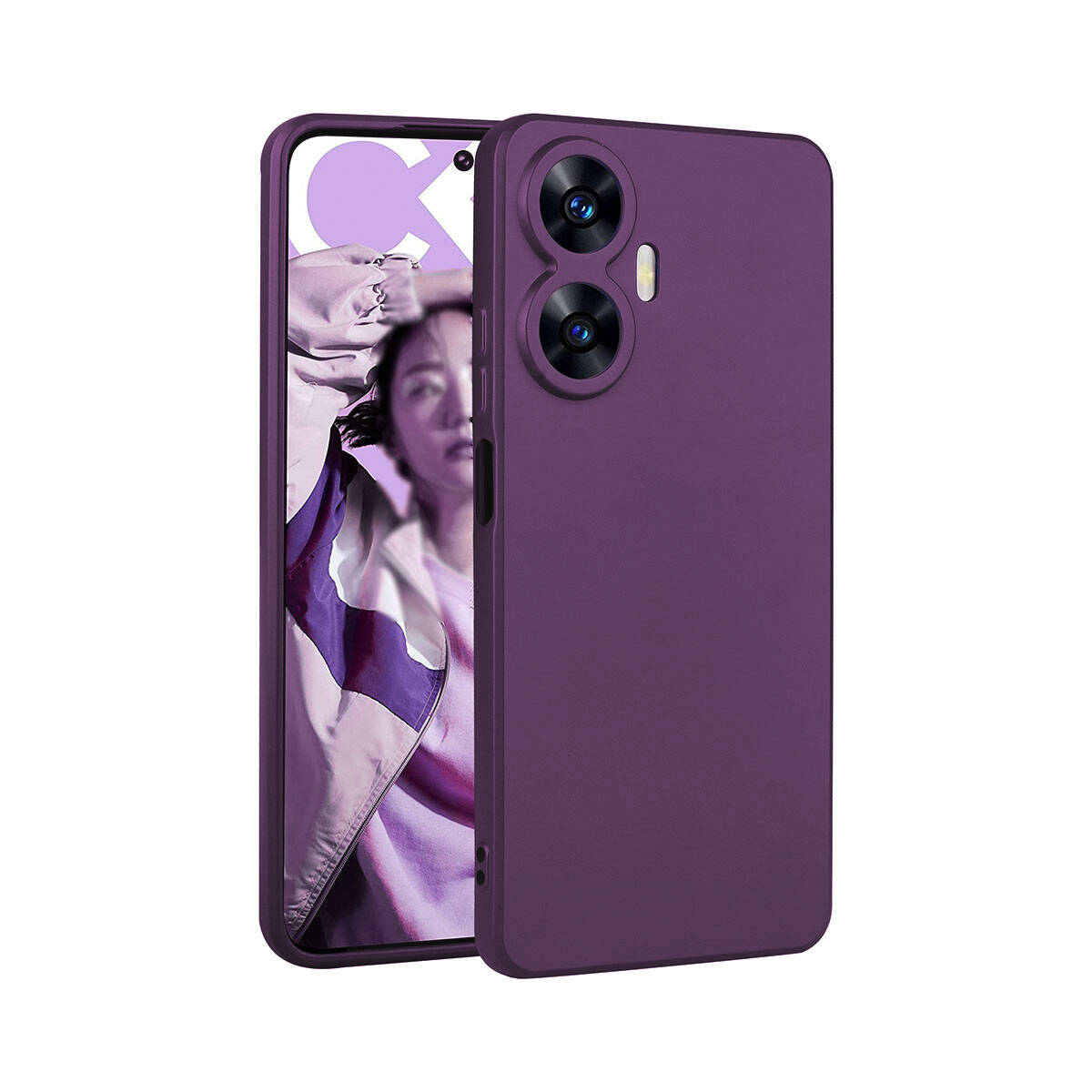 Realme C55 Kılıf Zore Premier Silikon Kapak-Mürdüm