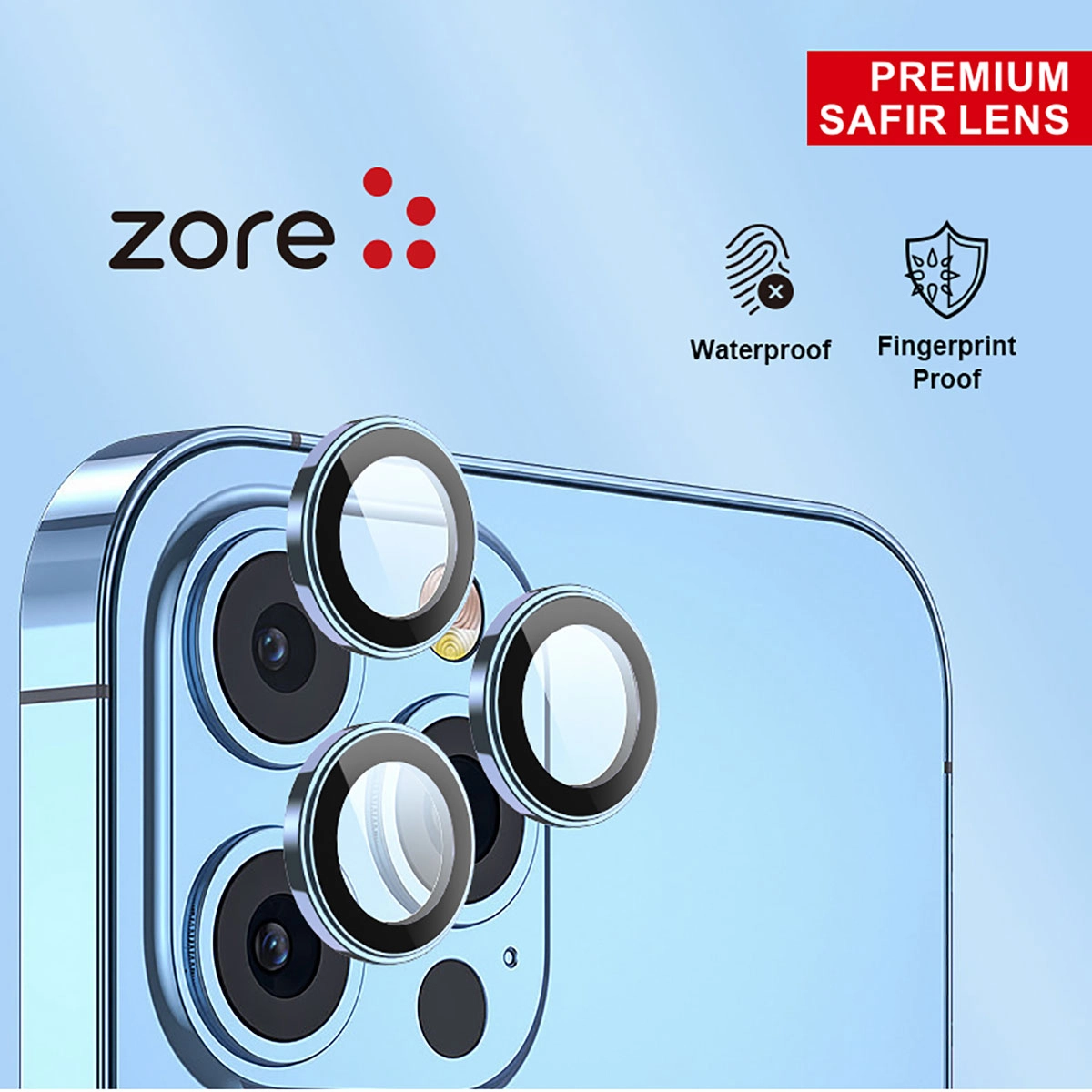 iPhone Uyumlu 14 Zore CL-12 Premium Safir Parmak İzi Bırakmayan Anti-Reflective Kamera Lens Koruyucu
