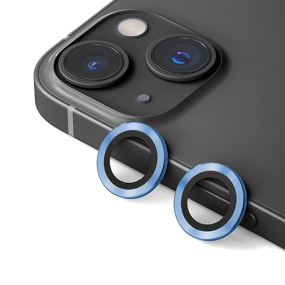 iPhone Uyumlu 14 Zore CL-12 Premium Safir Parmak İzi Bırakmayan Anti-Reflective Kamera Lens Koruyucu-Mavi