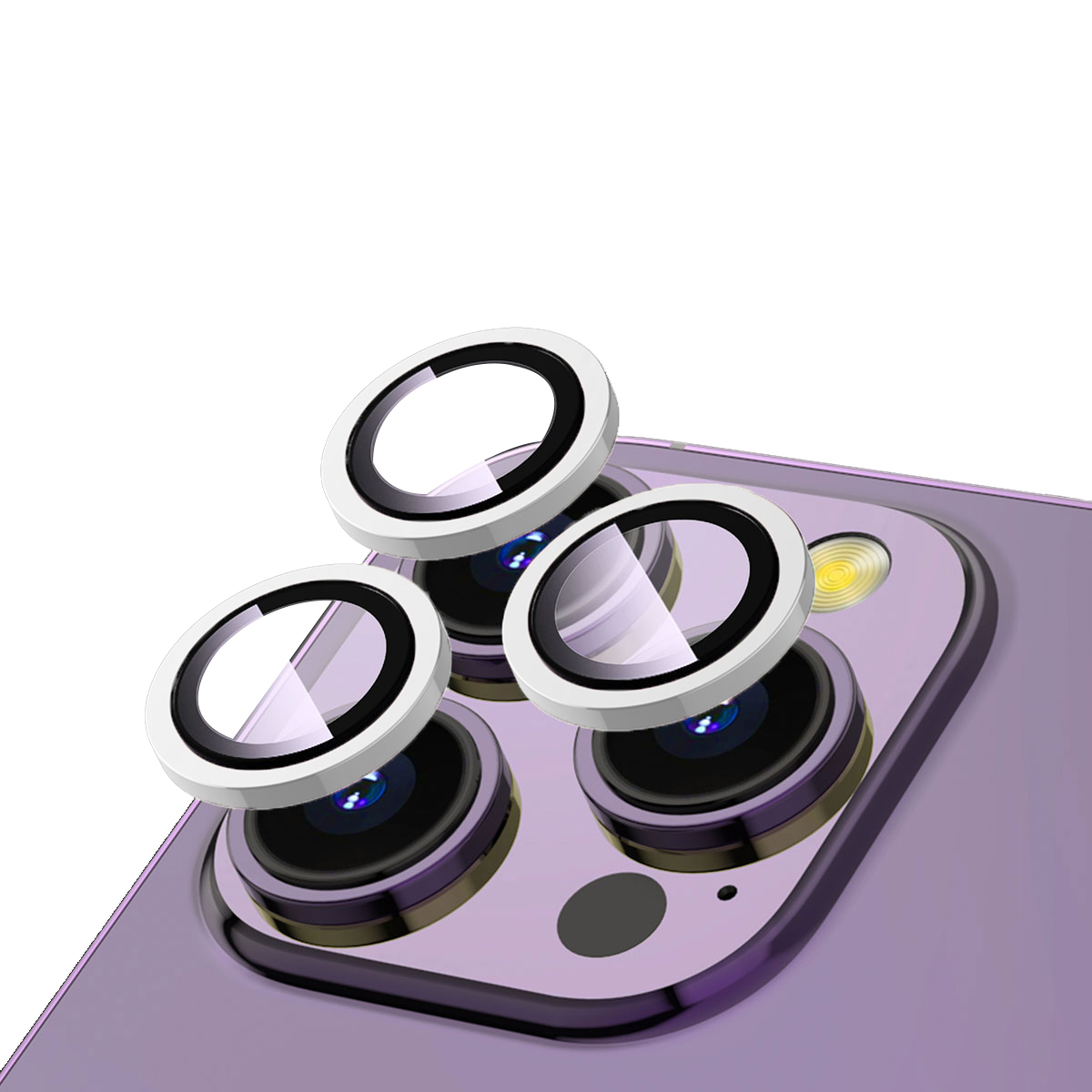 iPhone Uyumlu 14 Pro Zore CL-12 Premium Safir Parmak İzi Bırakmayan Anti-Reflective Kamera Lens Koruyucu-Gümüş