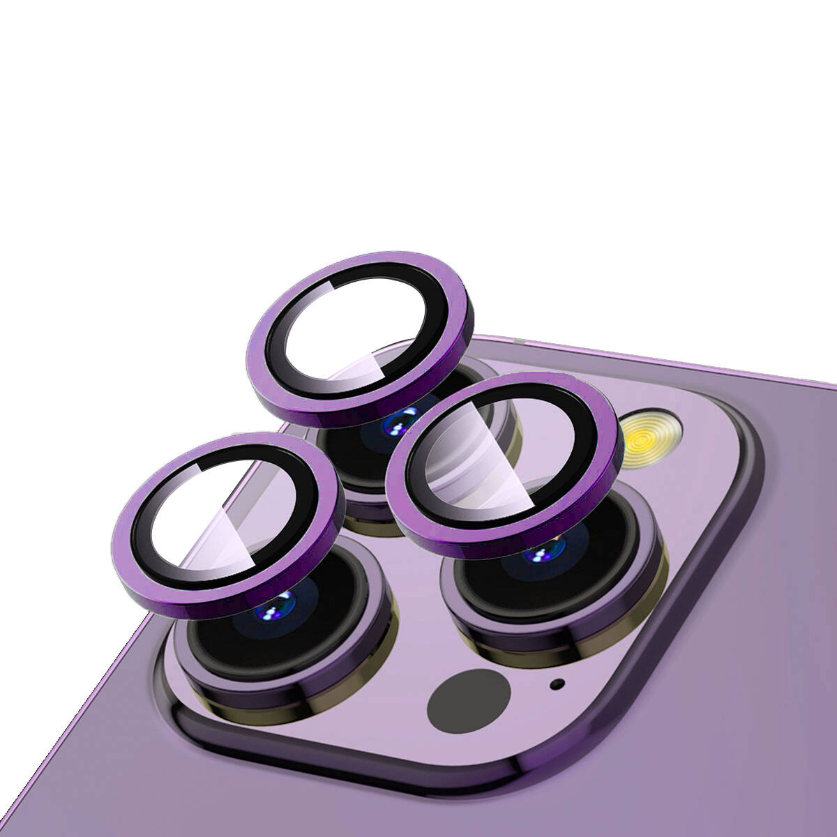 iPhone Uyumlu 14 Pro Zore CL-12 Premium Safir Parmak İzi Bırakmayan Anti-Reflective Kamera Lens Koruyucu-Mor
