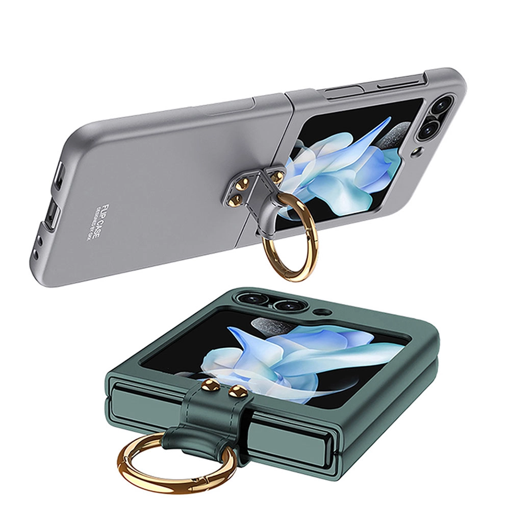 Galaxy Uyumlu Z Flip 5 Kılıf Zore Kıpta Yüzüklü Flip Sert Kapak