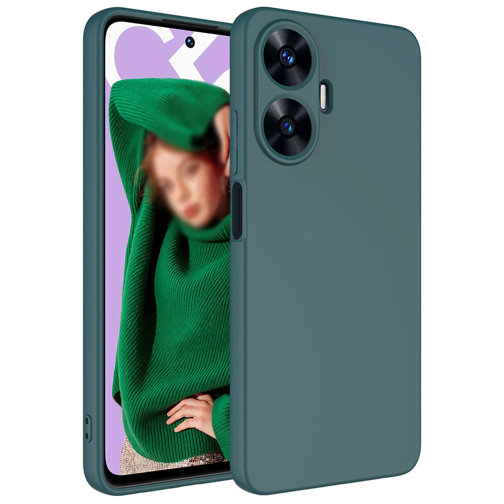 Realme C55 Kılıf Zore Mara Lansman Kapak-Koyu yeşil