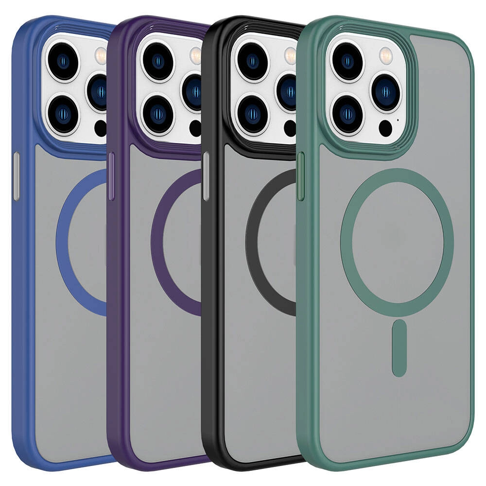 iPhone Uyumlu 15 Pro Max Kılıf Mat Arka Yüzey Wireless Şarj Özellikli Zore Flet M-safe Kapak