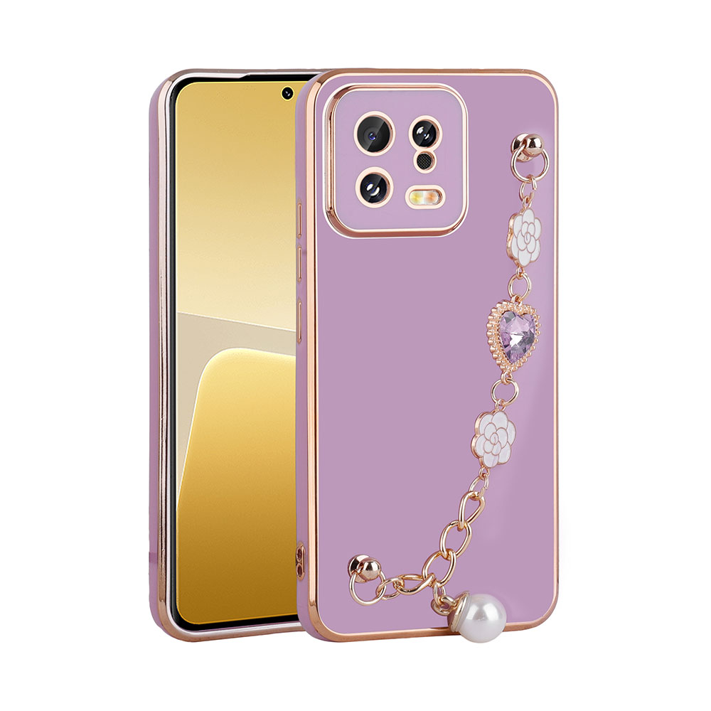 Xiaomi Uyumlu  Mi 13 Kılıf El Tutamaçlı Kamera Korumalı Zore Taka Silikon Kapak-Mor