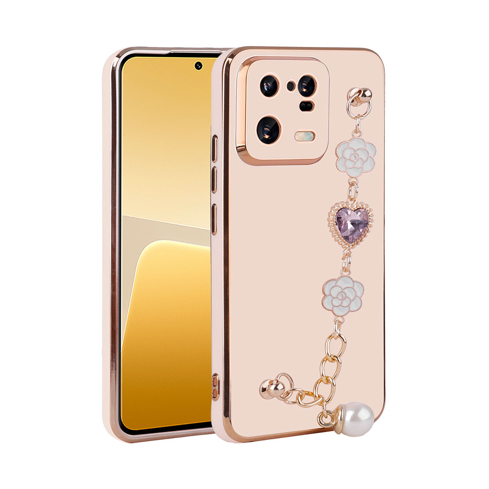 Xiaomi Uyumlu  Mi 13 Pro Kılıf El Tutamaçlı Kamera Korumalı Zore Taka Silikon Kapak-Pembe