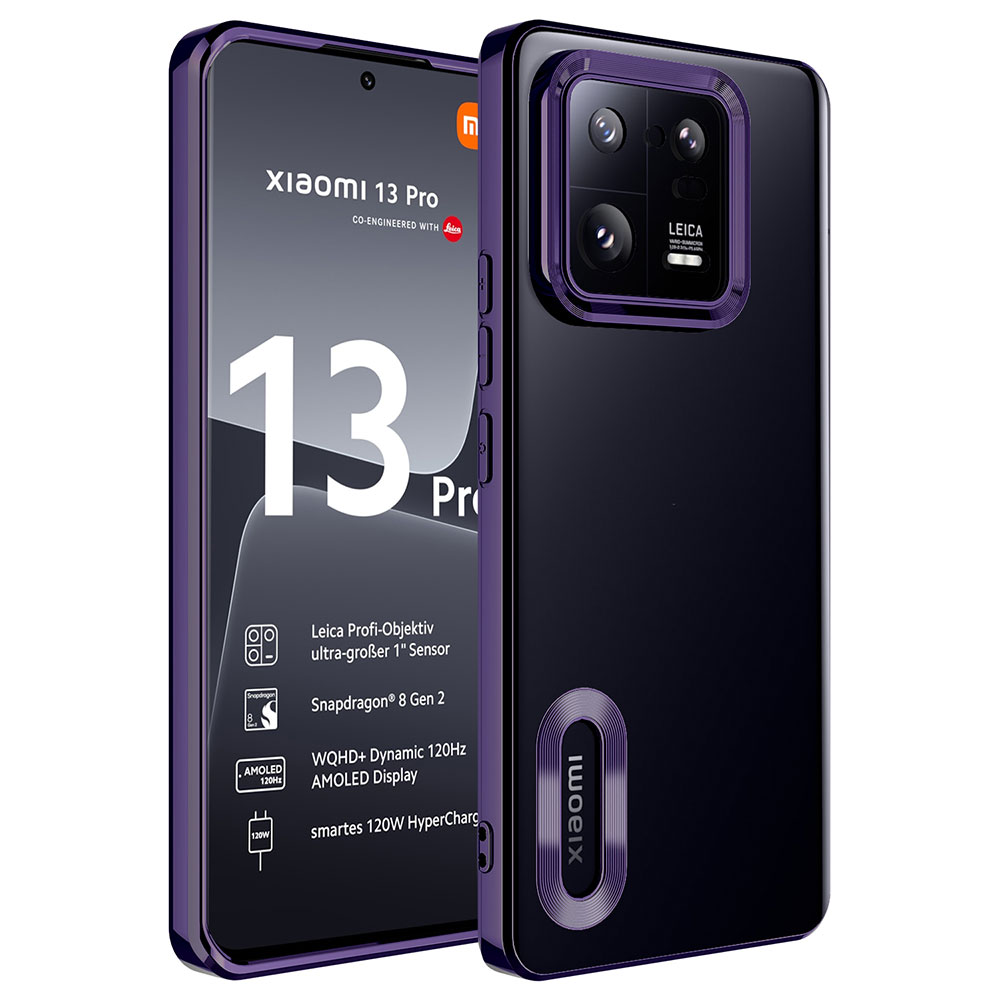 Xiaomi Uyumlu  Mi 13 Pro Kılıf Kamera Korumalı Logo Gösteren Zore Omega Kapak-Derin mor