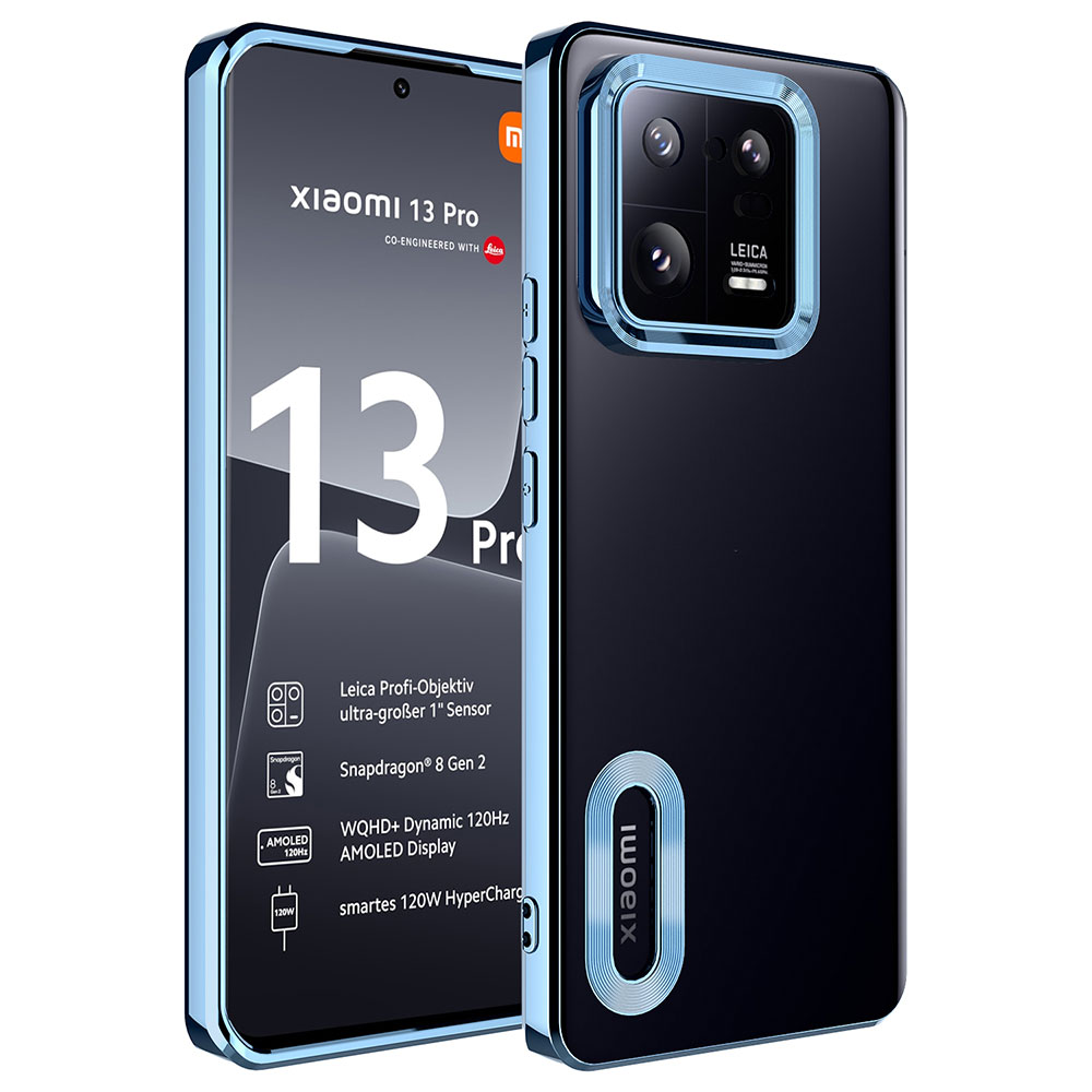Xiaomi Uyumlu  Mi 13 Pro Kılıf Kamera Korumalı Logo Gösteren Zore Omega Kapak-Mavi