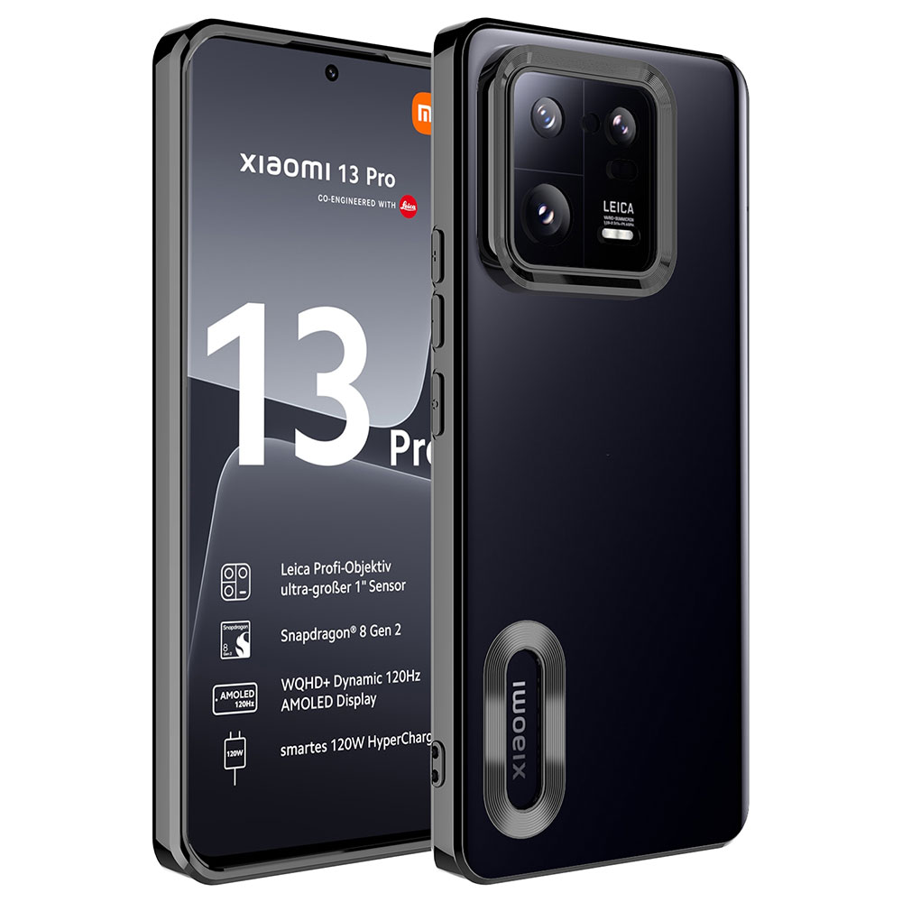Xiaomi Uyumlu  Mi 13 Pro Kılıf Kamera Korumalı Logo Gösteren Zore Omega Kapak-Siyah