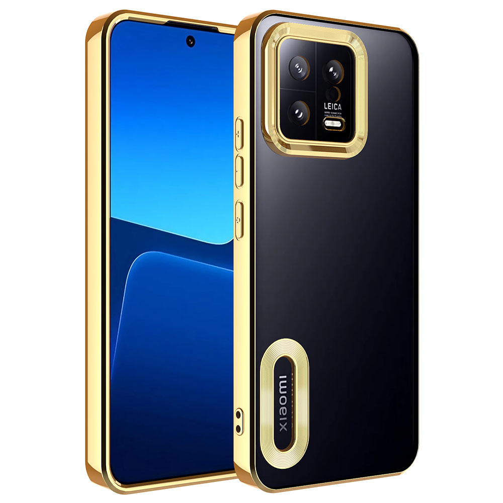 Xiaomi Uyumlu  Mi 13 Kılıf Kamera Korumalı Logo Gösteren Zore Omega Kapak-Gold
