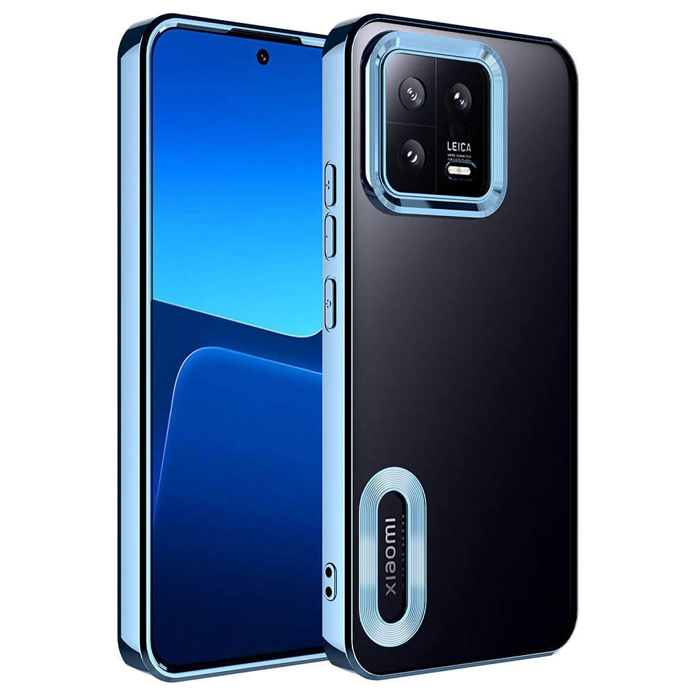 Xiaomi Uyumlu  Mi 13 Kılıf Kamera Korumalı Logo Gösteren Zore Omega Kapak-Mavi