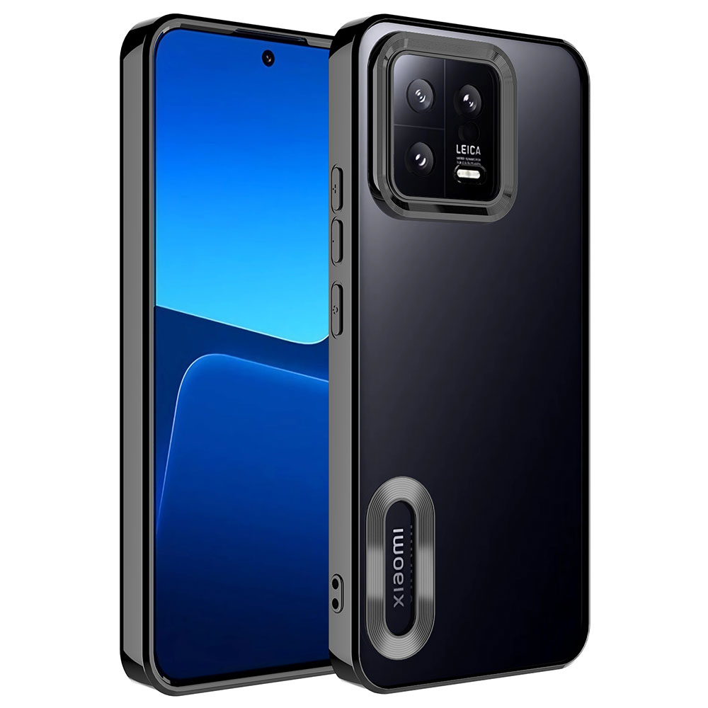 Xiaomi Uyumlu  Mi 13 Kılıf Kamera Korumalı Logo Gösteren Zore Omega Kapak-Siyah