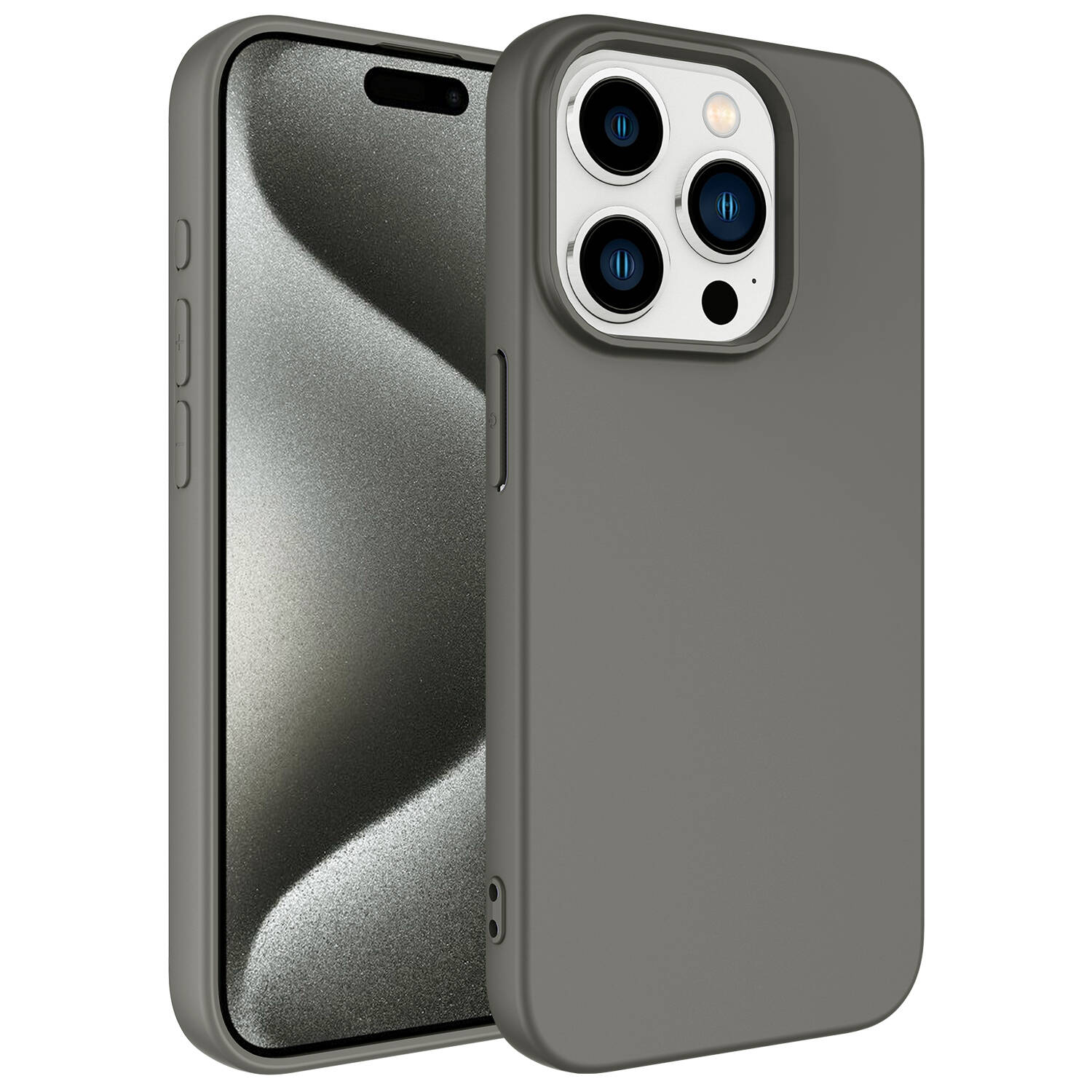 iPhone Uyumlu 15 Pro Max Kılıf Zore LSR Lansman Kapak-Titanyum