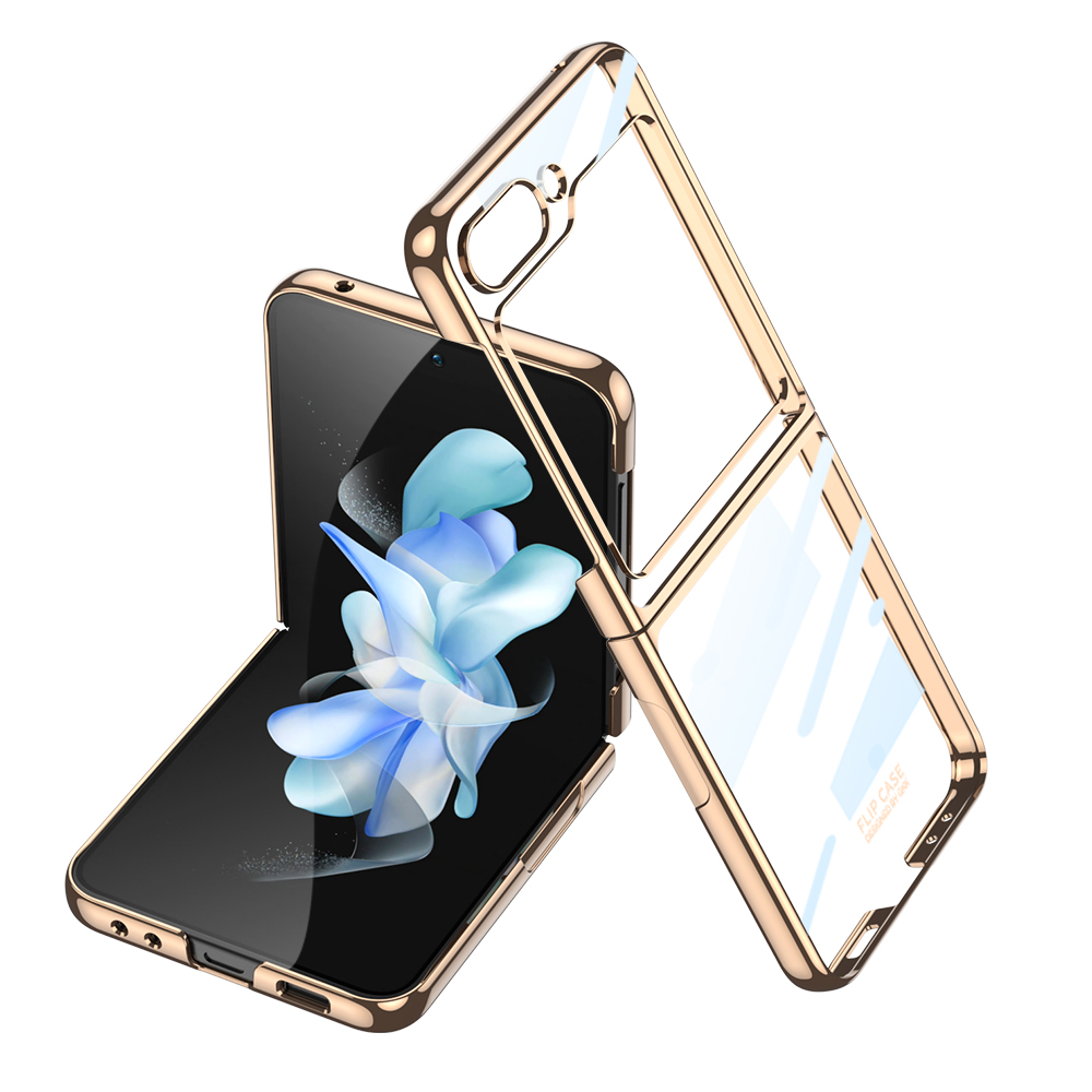 Galaxy Uyumlu Z Flip 5 Kılıf Zore Kıpta Lensli Kapak-Gold