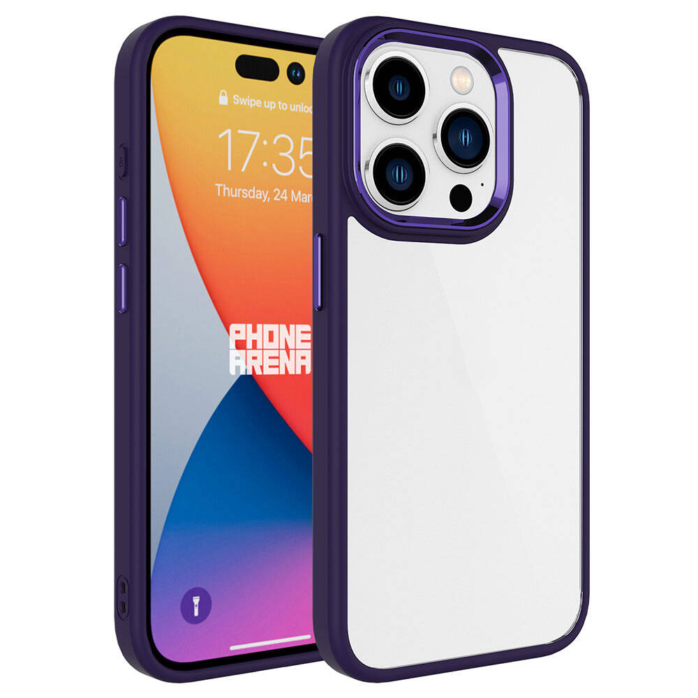 iPhone Uyumlu 15 Pro Max Kılıf Zore Krom Kapak-Derin mor