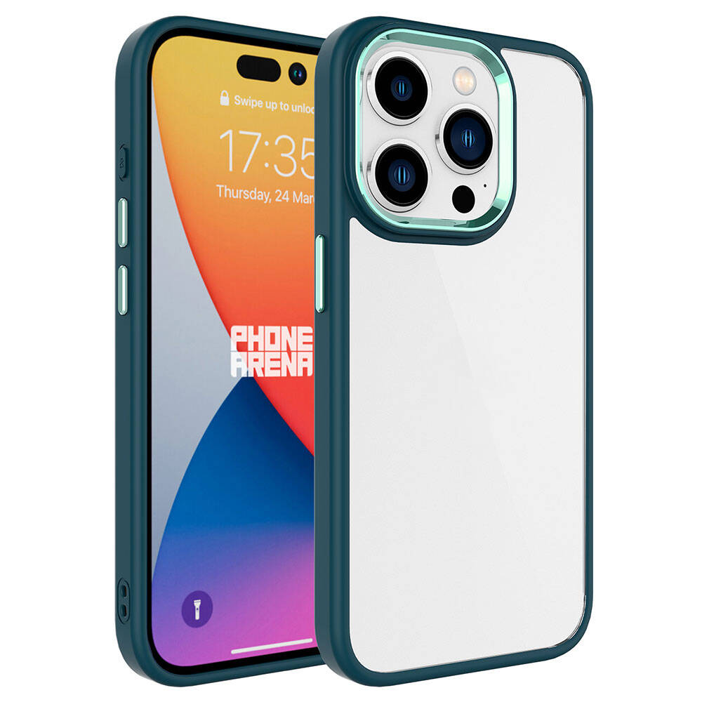 iPhone Uyumlu 15 Pro Max Kılıf Zore Krom Kapak-Koyu yeşil
