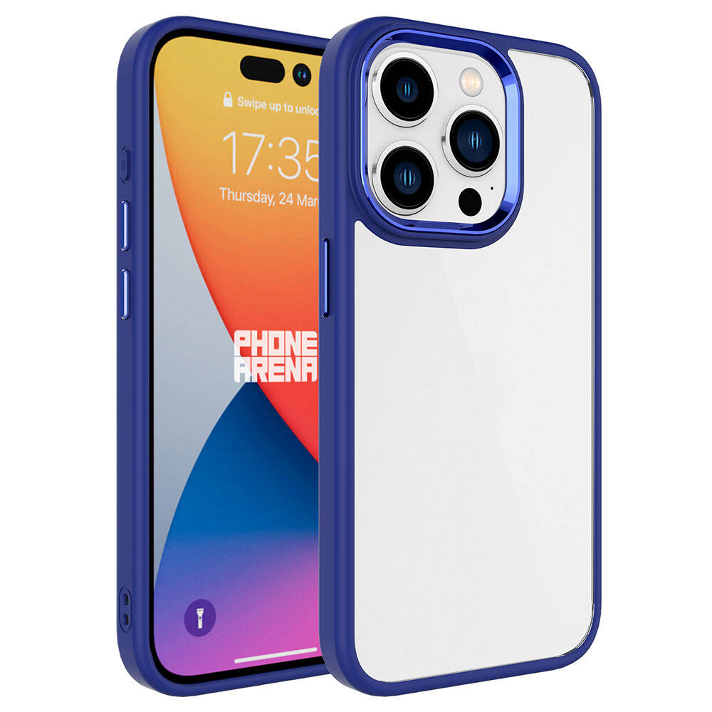 iPhone Uyumlu 15 Pro Max Kılıf Zore Krom Kapak-Lacivert