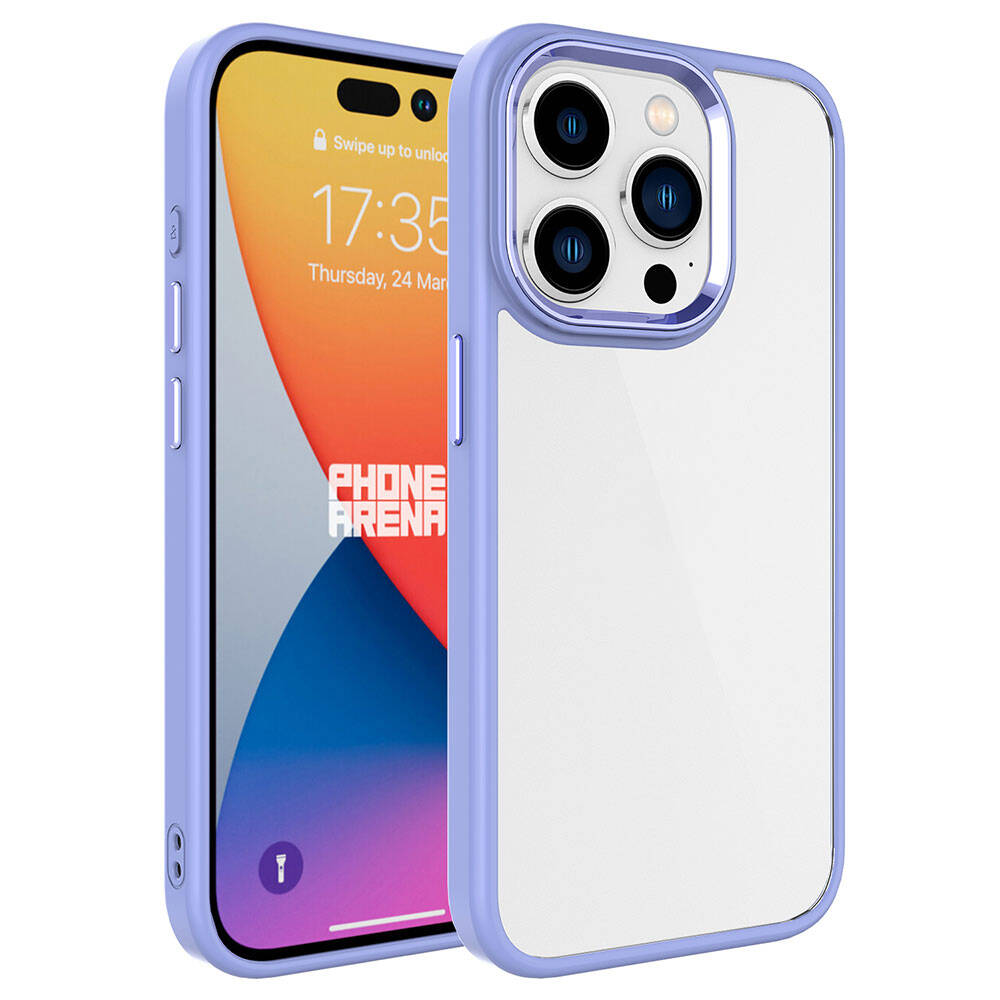 iPhone Uyumlu 15 Pro Max Kılıf Zore Krom Kapak-Lila