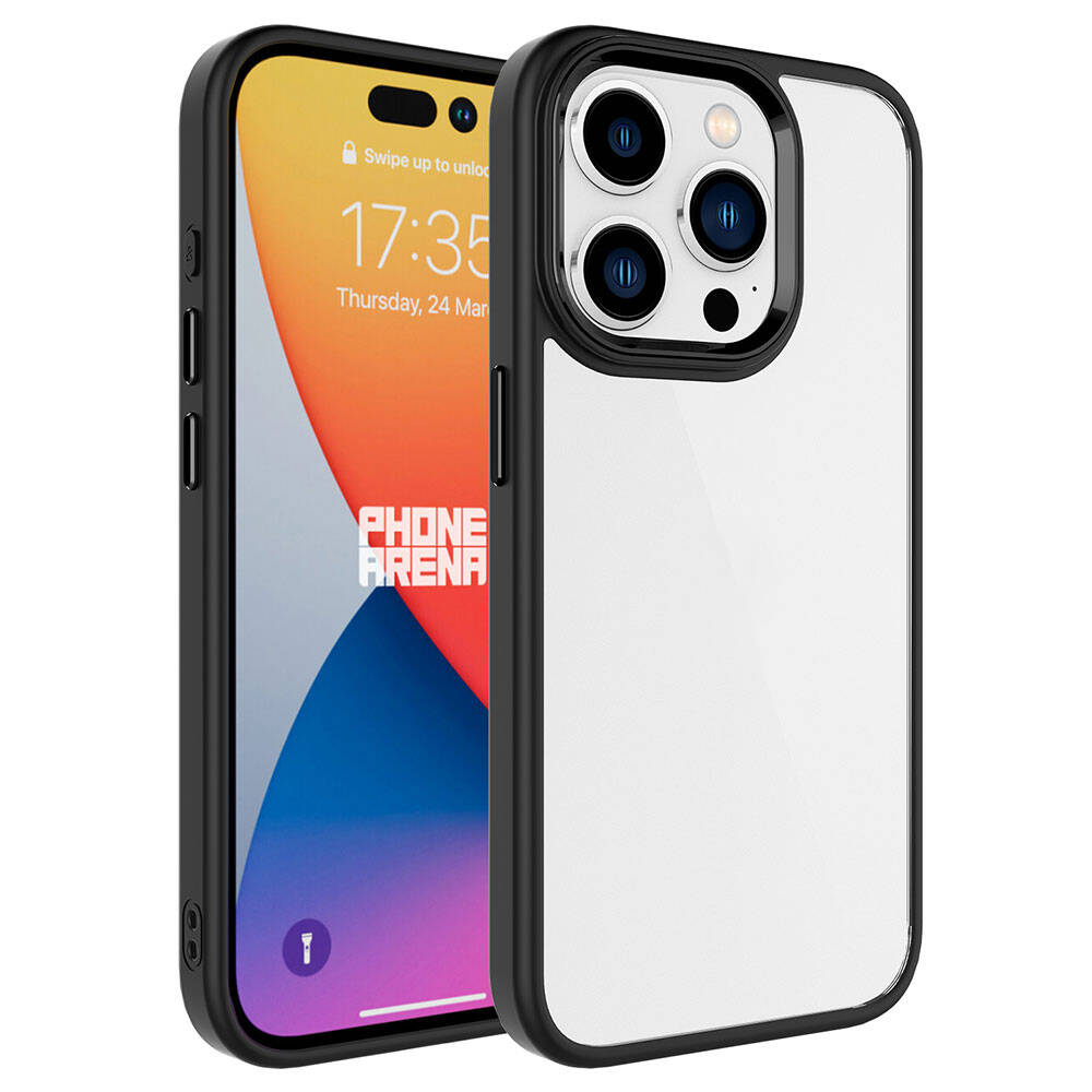 iPhone Uyumlu 15 Pro Max Kılıf Zore Krom Kapak-Siyah