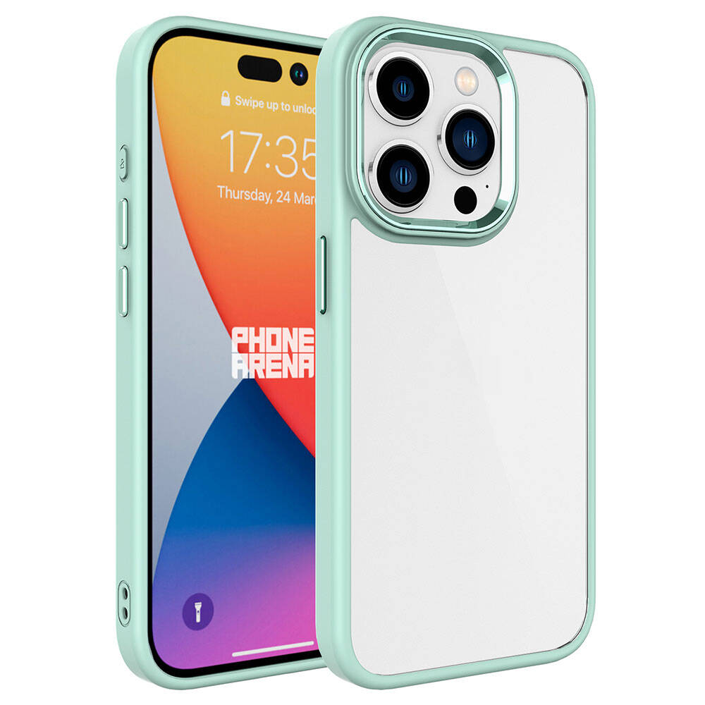 iPhone Uyumlu 15 Pro Max Kılıf Zore Krom Kapak-Yeşil