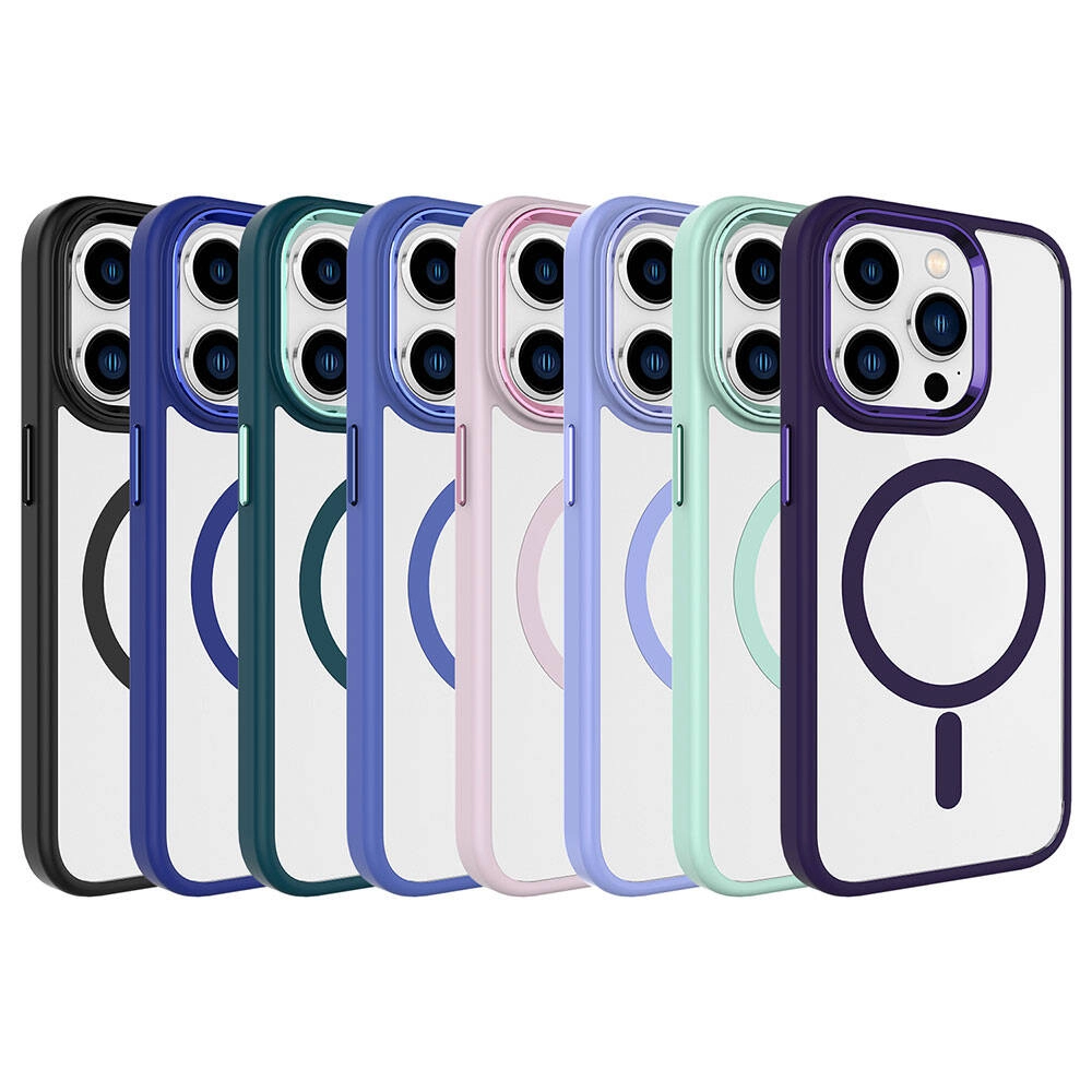 iPhone Uyumlu 15 Pro Max Kılıf Wireless Şarj Özellikli Zore Krom M-safe Silikon Kapak