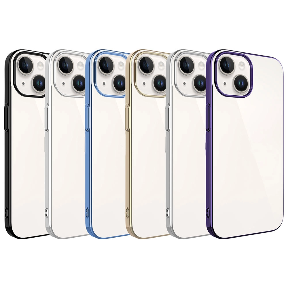 iPhone Uyumlu 15 Kılıf Sert PC Renkli Çerçeveli Zore Riksos Kapak
