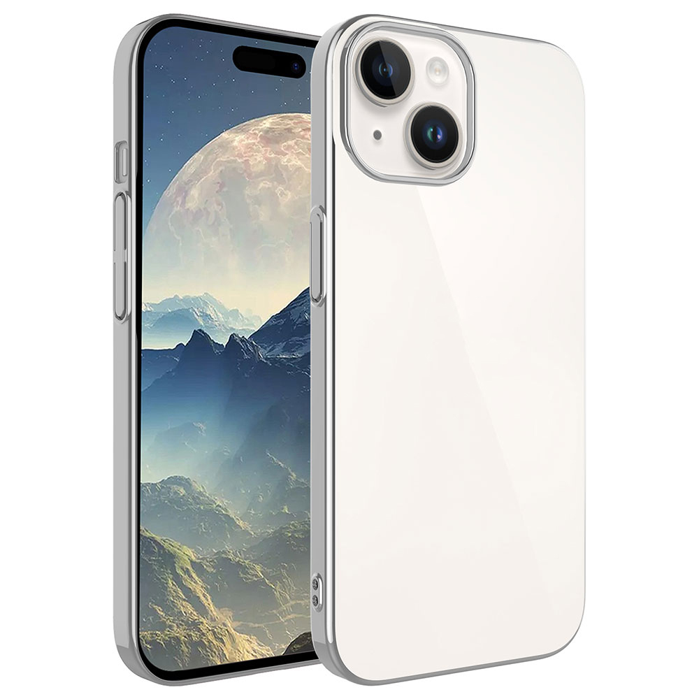 iPhone Uyumlu 15 Kılıf Sert PC Renkli Çerçeveli Zore Riksos Kapak-Koyu gri