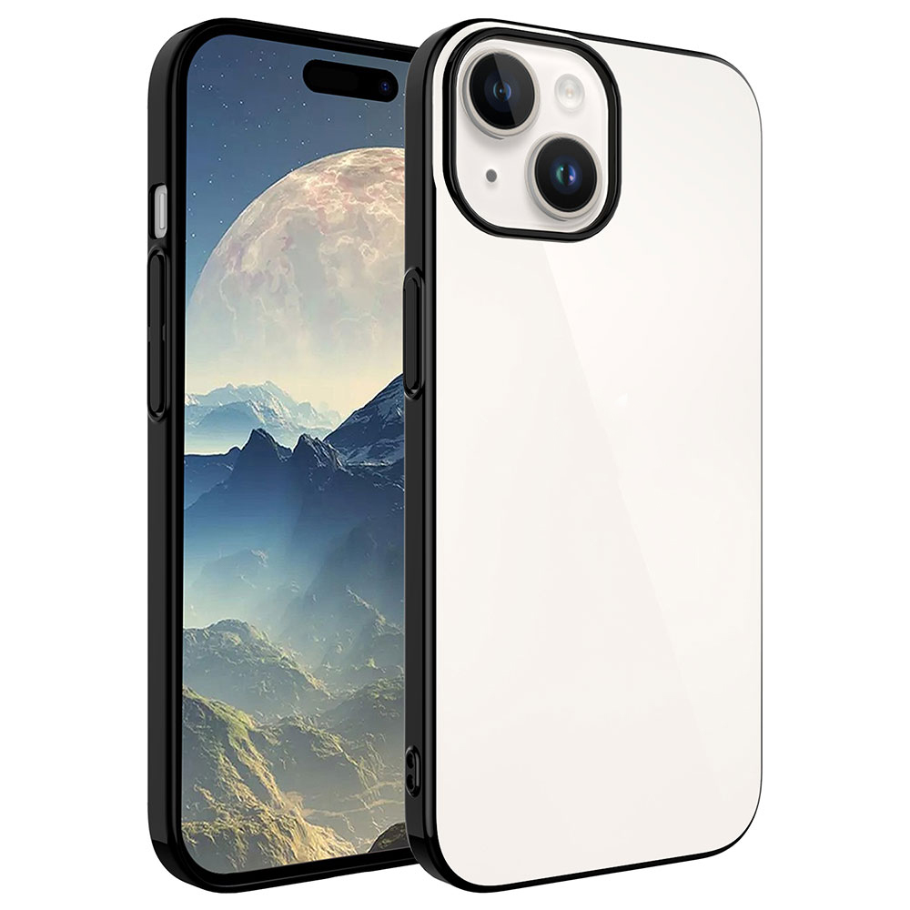 iPhone Uyumlu 15 Kılıf Sert PC Renkli Çerçeveli Zore Riksos Kapak-Siyah