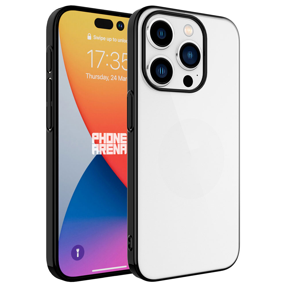 iPhone Uyumlu 15 Pro Max Kılıf Sert PC Renkli Çerçeveli Zore Riksos Kapak-Siyah