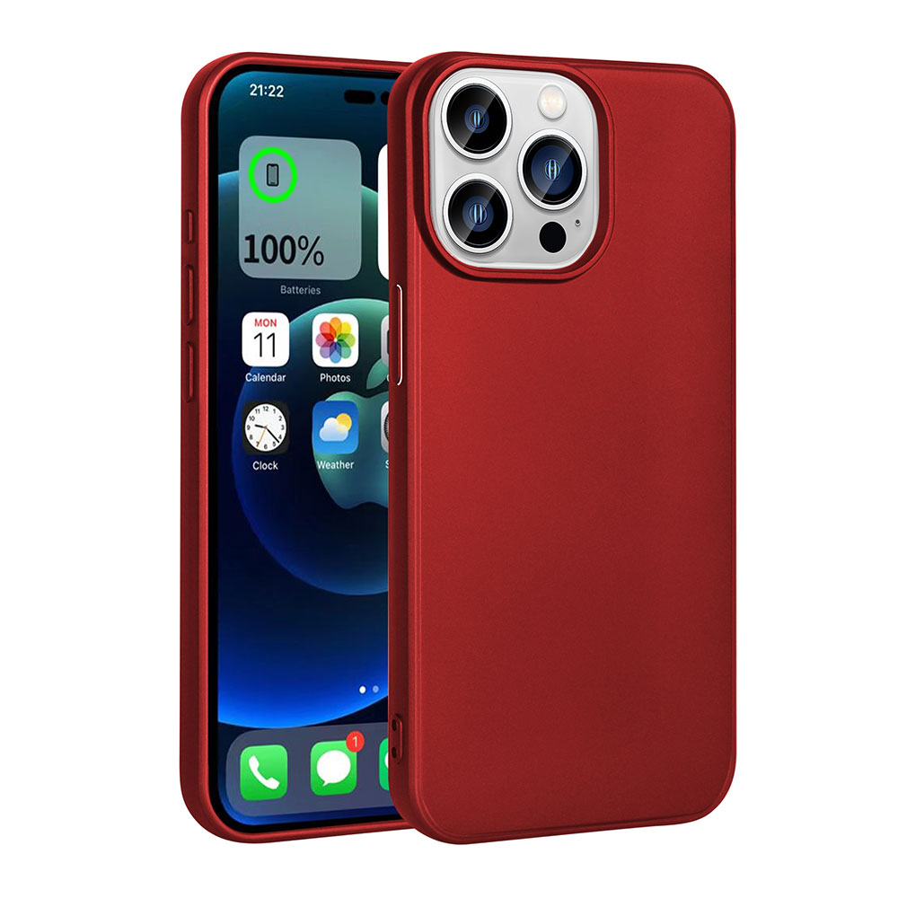 iPhone Uyumlu 15 Pro Max Kılıf Zore Premier Silikon Kapak-Kırmızı