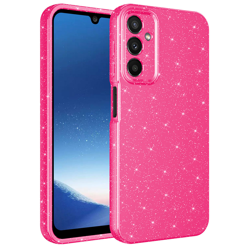 Galaxy Uyumlu A24 Kılıf Kamera Korumalı Simli Lüks Zore Koton Kapak-Pembe koyu