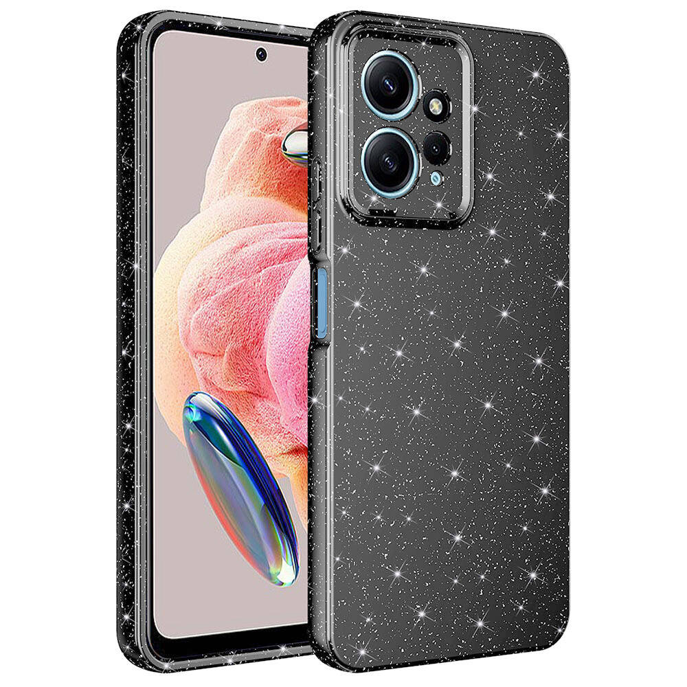 Xiaomi Uyumlu  Redmi Note 12 4G Kılıf Kamera Korumalı Simli Lüks Zore Koton Kapak-Gri